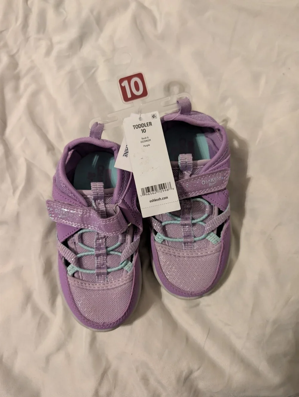Oshkosh Toddler Size 10 Lavender Active Sneakers with Glitter Strap NWT